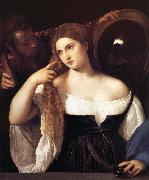 TIZIANO Vecellio Portrait d'une femme a sa toilette oil painting artist